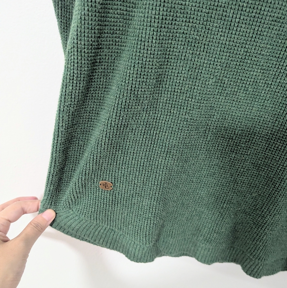 Lauren Ralph Lauren Knit Pullover Sweater Hoodie Drawstring Green XL - Picture 4 of 10
